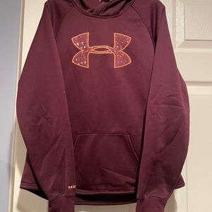 Under Armour Maroon Pullover Hoodie with Orange Logo